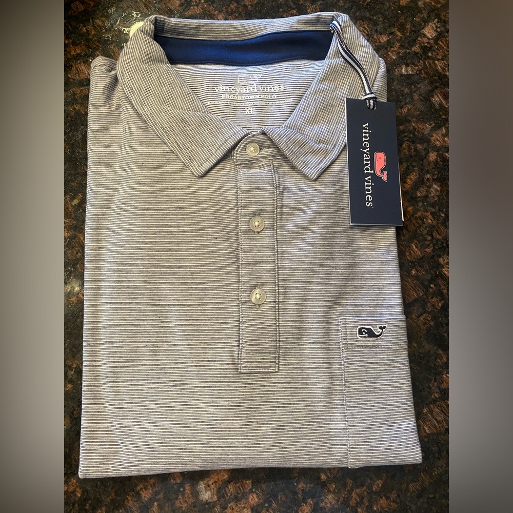 NWT! Vineyard Vines Men’s Edgartown Seawall Solid Polo, in Deep Bay, XL - Picture 3 of 7